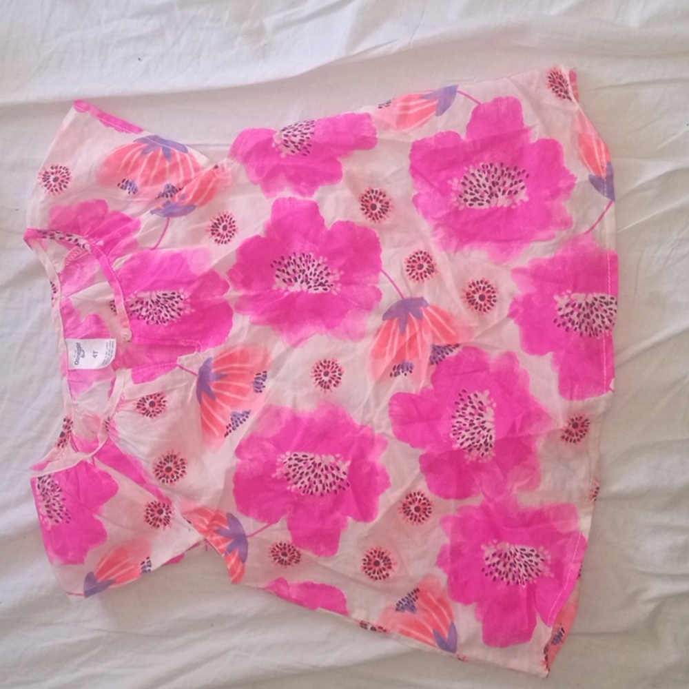 Oshkosh bgosh neon flower blouse sz 4t